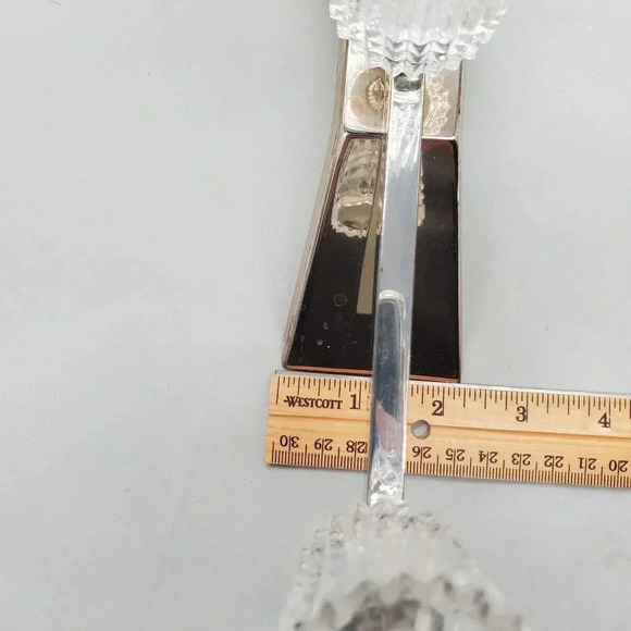 Vintage MCM 60s 3 Candle Stick Holder Silver Metal Bar Crystal Cups Germany Mod - Picture 14 of 16